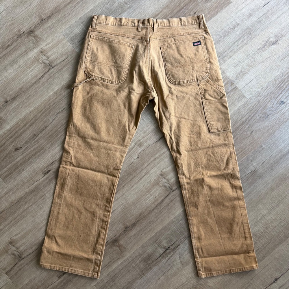 Dickies Mens Duck Canvas Carpenter Pants Tan Brown Workwear Utility Trousers